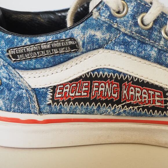 Vans Cobra Kai Karate Kid All Valley Sneakers Sz 2.5 No Mercy Eagle Fang Denim - Picture 13 of 16